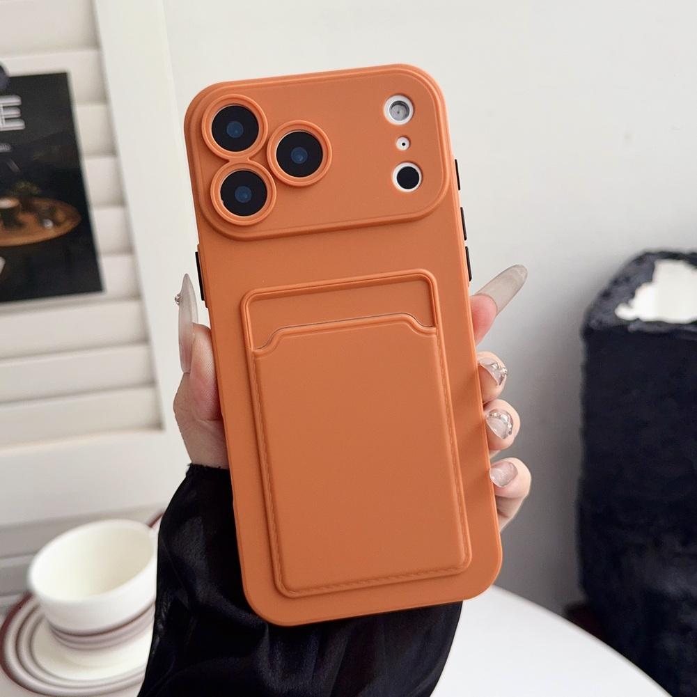 Soft Skin Feel Credit Card Slot Card Holder Case For iPhone 17 Pro Max 17 Pro Air 16e 16 Pro 15 + 14 13 12 11 Protect Cover