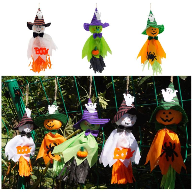 1-5PCS Halloween Hanging Ghosts with Pumpkin Straw Windsock Outdoor Decor for Garden Lawn Party Scary Pendants Holiday