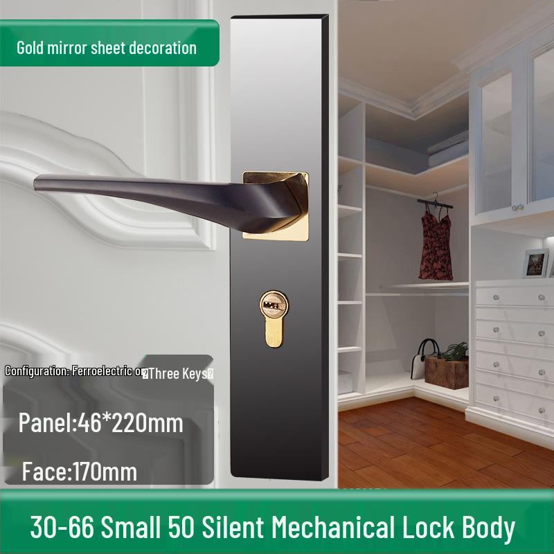 Univerzální magnetický černý vnitřní zámek kliky dveří pro dřevěné dveře ložnice