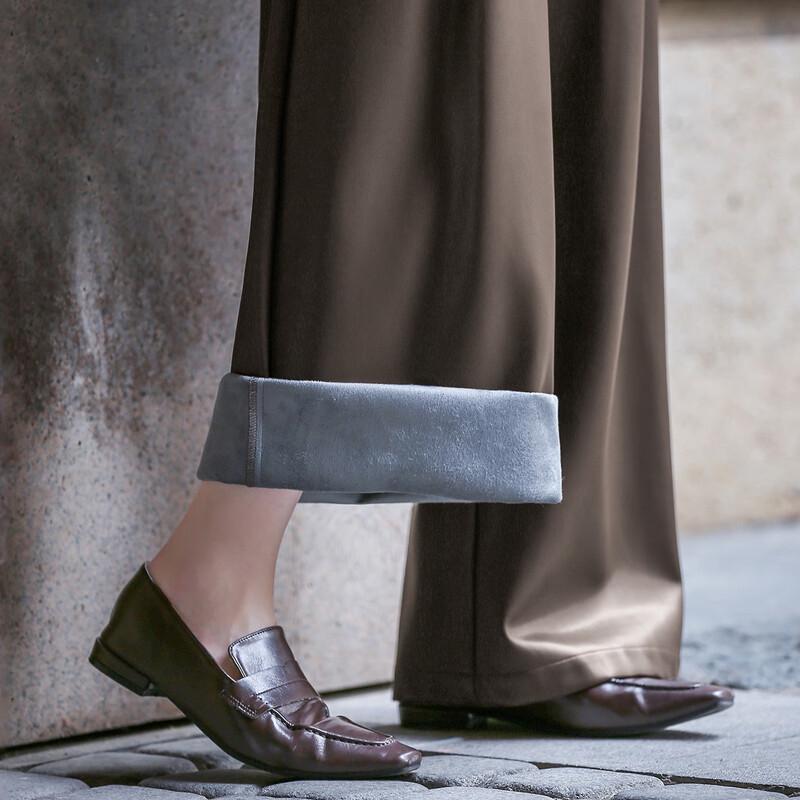 Demana Chic Pleated Wide-Leg PU Petite Pants