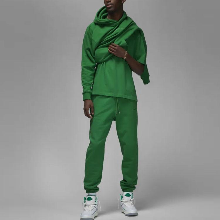 Jordan X Wordmark Collaboration Solid Color Embroidered Logo Knit Casual Drawstring Joggers Men bottoms Pine-Green FJ0697-302