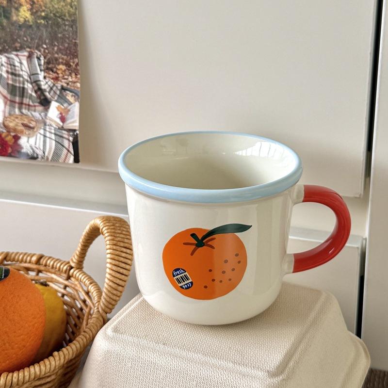 

Ancient Style Ceramic Mug Apple Couple Coffee Cup Breakfast Milk Cup Souvenir Tomato Ceramic Mug Mug 301-400ml