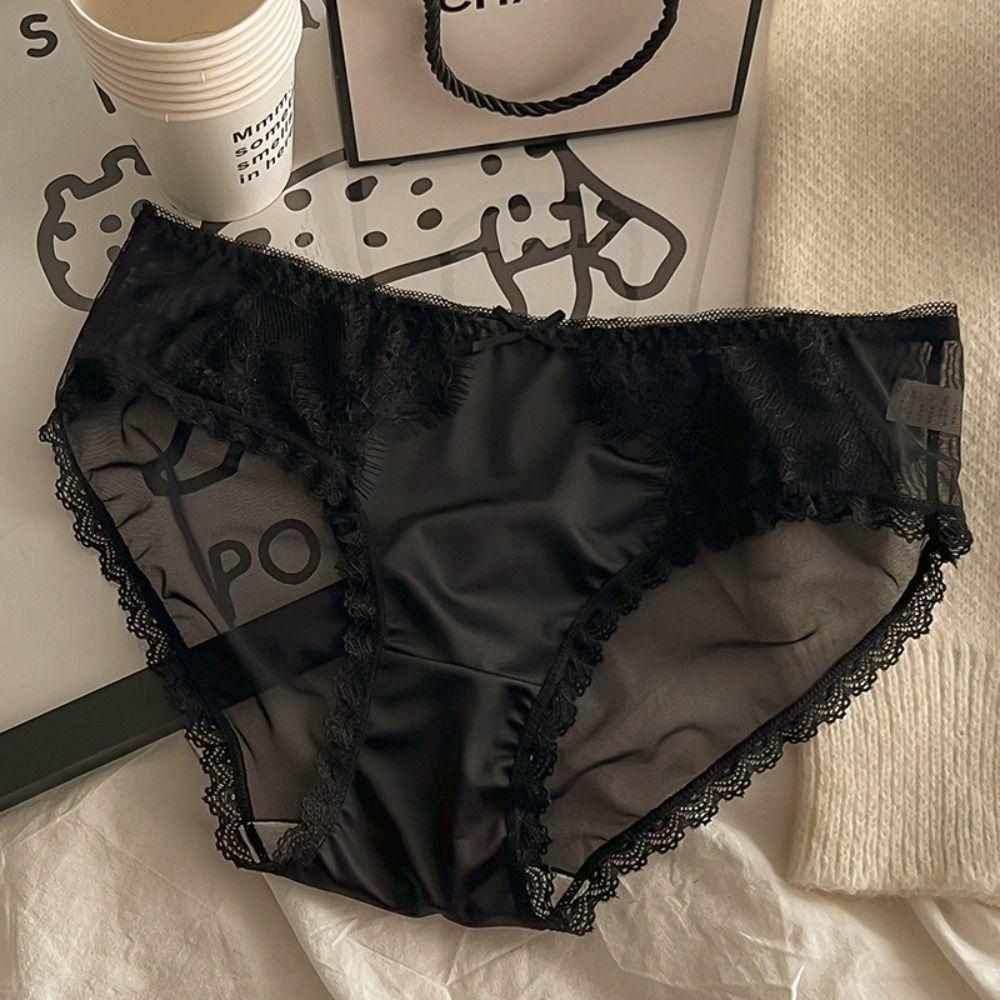 Briefs Bow Lace Panties Middle Waist Lace Briefs Temptation Sexy Panties Girl