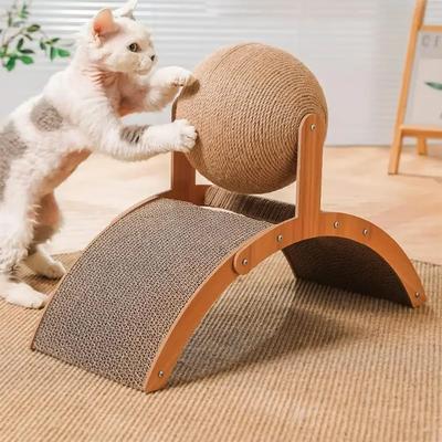 Planche à gratter 2 en 1 résistante à l'usure pour chat, grattoir à boule en corde de sisal pour chat, aiguiseur de griffes, pont en arche, jouet pour chat