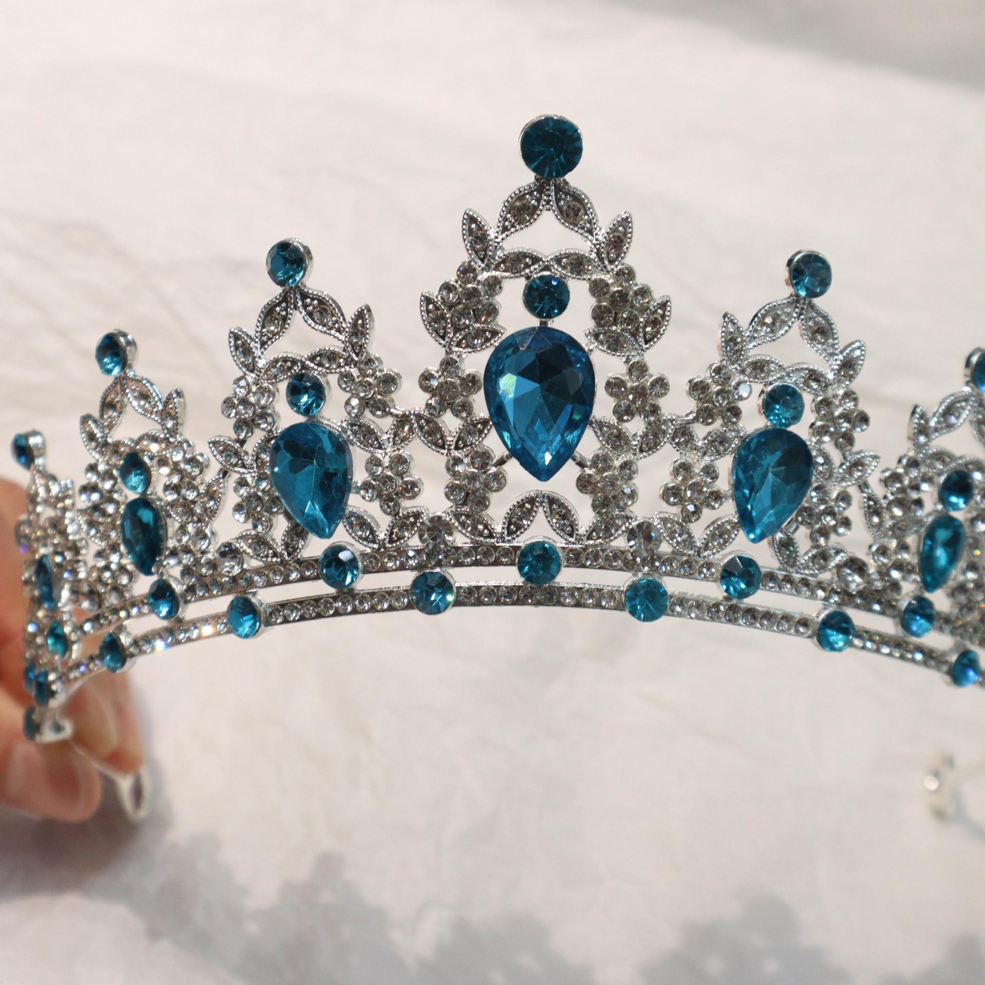 Europäischer und Amerikanischer Brautschmuck Große Krone Modische Kristallkrone Geburtstagsfeier Stirnband Retro Königin Stirnband