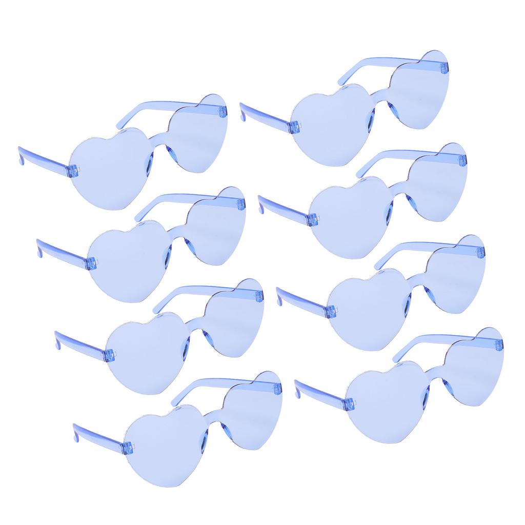 8 Pairs Heart Sunglasses PC Lens Novelty Frameless Heart Shaped Glasses for Women Beach Party Blue