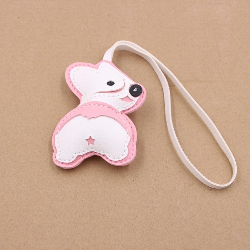 PU Leather Corgi Keychain Cute Dog Accessory Decoration Lightweight PU Craft Pendant For Daily Bag Styling