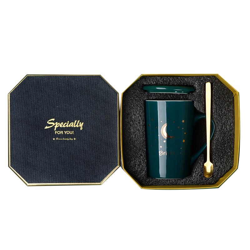 JIN MING LI Ceramic Mug with Lid and Spoon