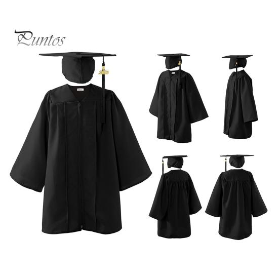 Children Kindergarten Graduation Uniform with Hat And Tassel V Neck Knee Length Long Sleeve Zipper Closure Elementary Graduation Robe Kids Graduation