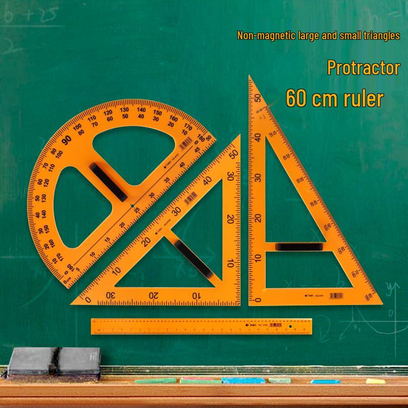 Little Fish Ruler Set: Compass, Magnetic Straight Edge, Protractor, and Set Square - Math Teaching Tools