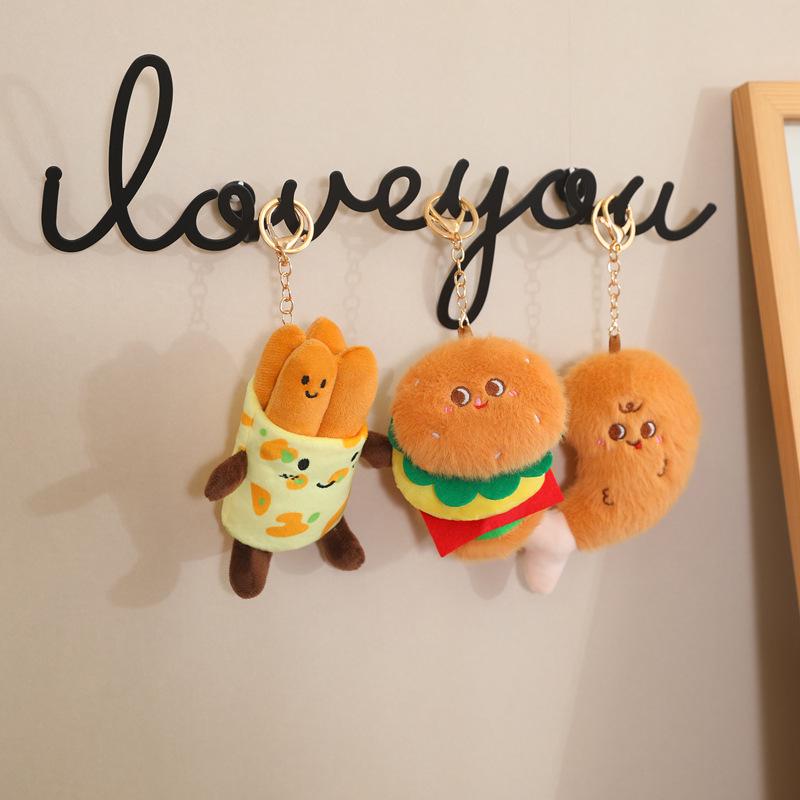 Cartoon Food Plush Doll: Chicken Leg, Noodles & Fried Egg Bag Charm