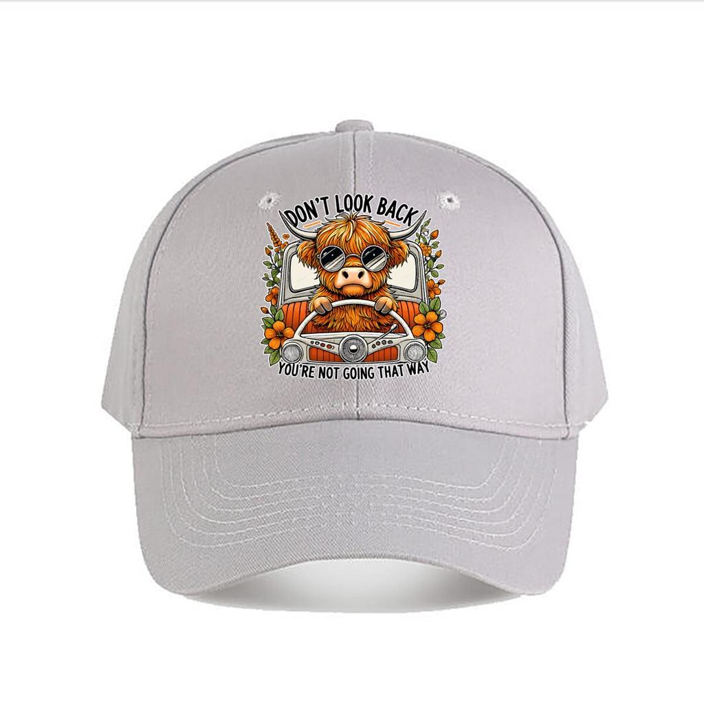 Funny Highland Cow Vintage Graphic Baseball Cap Fashion Unisex Sunhat Womens Outdoor Sports