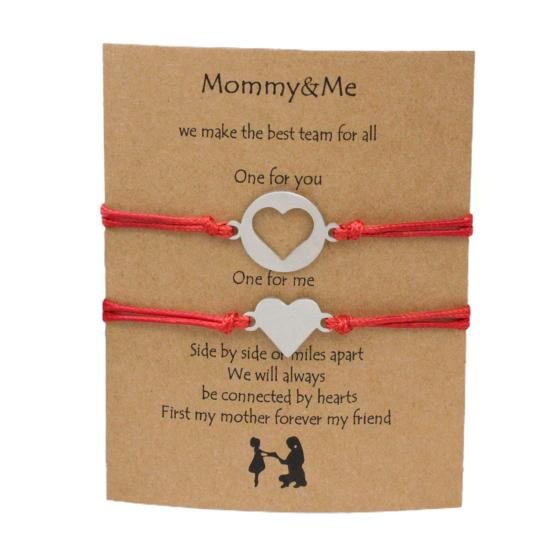 1 pár náramků matka-dcera, nastavitelná tkaná šňůrka, ležérní geometrická dekorace pro všechny příležitosti, zpět na
