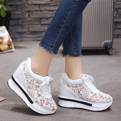 Fashion Summer Lace-up Breathable Women Mesh Sneakers Wedges Height Increasing Platform Female Casual Walking Vulcanize Shoes Zapatillas