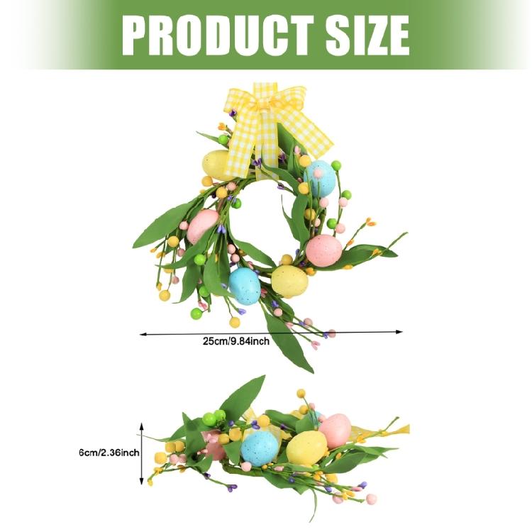 Colorful Plastic Easter Wreath With Simulated Eggs And Flower Handmade Garland For Festival Home Party Decorating