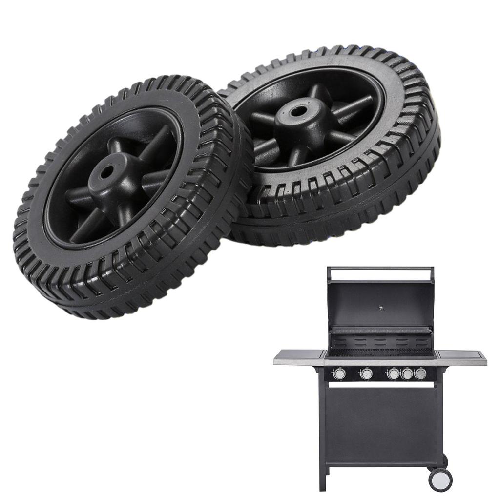 2Pcs BBQ Grill Wheel with Cover Dustproof Easy to Install Replacement 6 inch Universal Wheel for Garden Most Grills Accessories