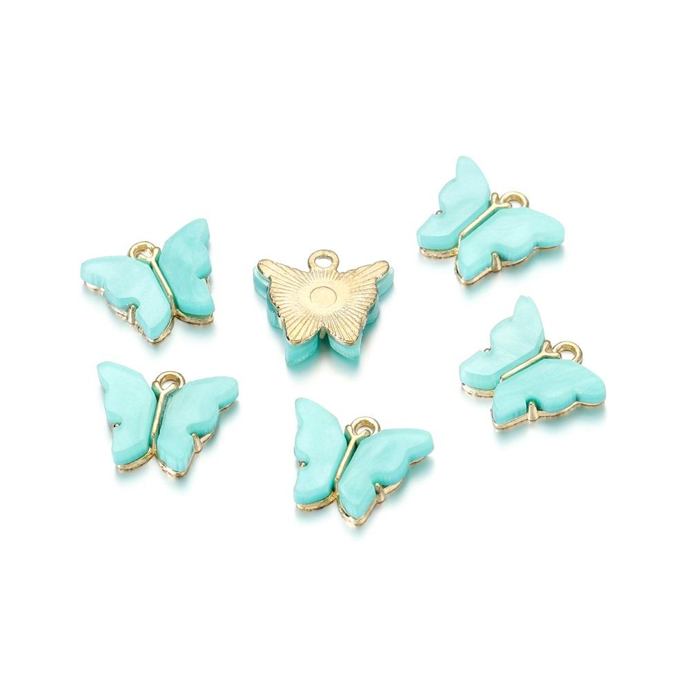 10pcs/lot Colorful Resin Butterfly Charms Pendant Enamel Metal Small Charms Necklace Bracelet For DIY Jewelry Making Accessories