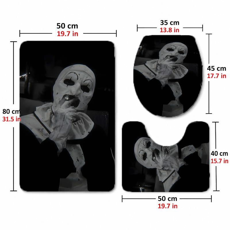 Art the Clown (5) Flannel Toilet 3 Piece Set Soft Bathroom Toilet Seat Cover Non-Slip Bath Rug Home Bathroom Decor