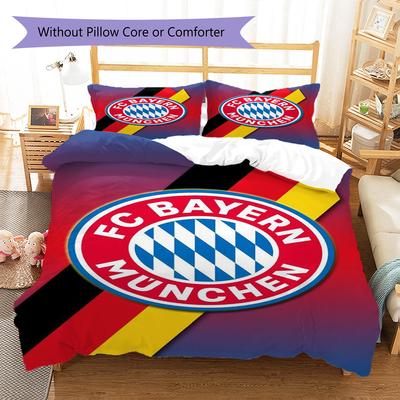 Ensemble de literie FC Bayern München Motif Housse de couette Taie d'oreiller Décoration d'intérieur Cadeau (1 housse de couette + 2 taies d'oreiller, sans garniture.)