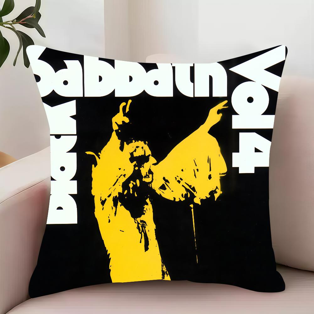 Band B-Black S-Sabbath Paranoi Pillow Case Decor Protective Covers Comfortable Soft For Sofa Living Room Home Office 12x12Inch