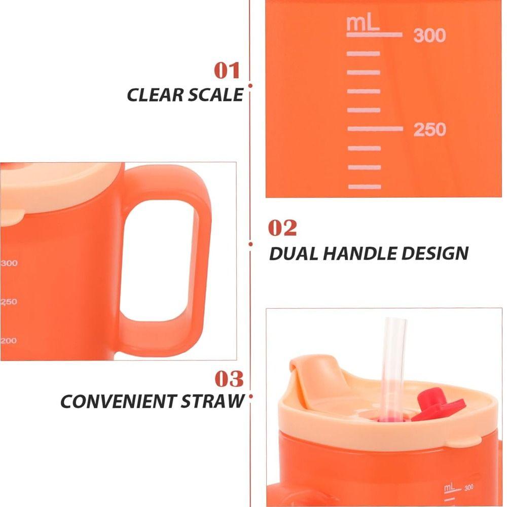 Double Handle Elderly Care Cup with Straw Baby Feeding Cup Portable Dysphagia Regulating Cup
