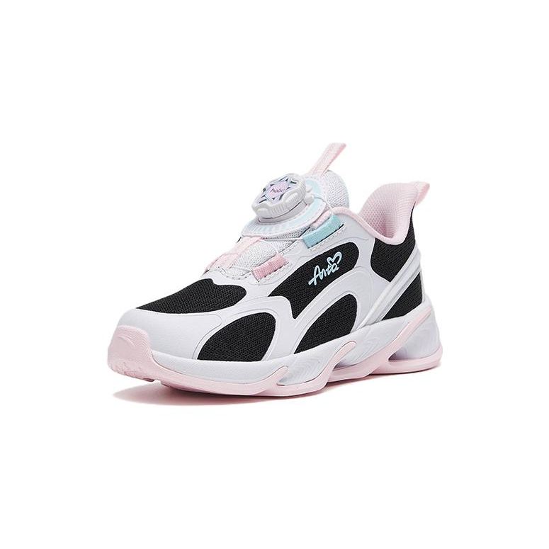 Anta Childrens Red Flame Comfortable Coverage Low-Top Running Shoes Kids Running Shoes Black White Pink 322319912-3