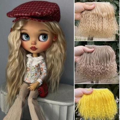 Curly Texture Sheepskin Wool Extensions Hair Row BJD Dolls Wigs Cute Lamb Fur Pelt  Hair Wefts