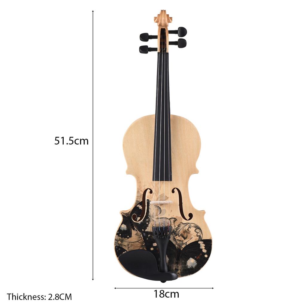 4 4 Acoustic Violin Basswood Topboard Side Back Board Maple Scroll with Carry Case Bow Rosin for Kids Students Beginners