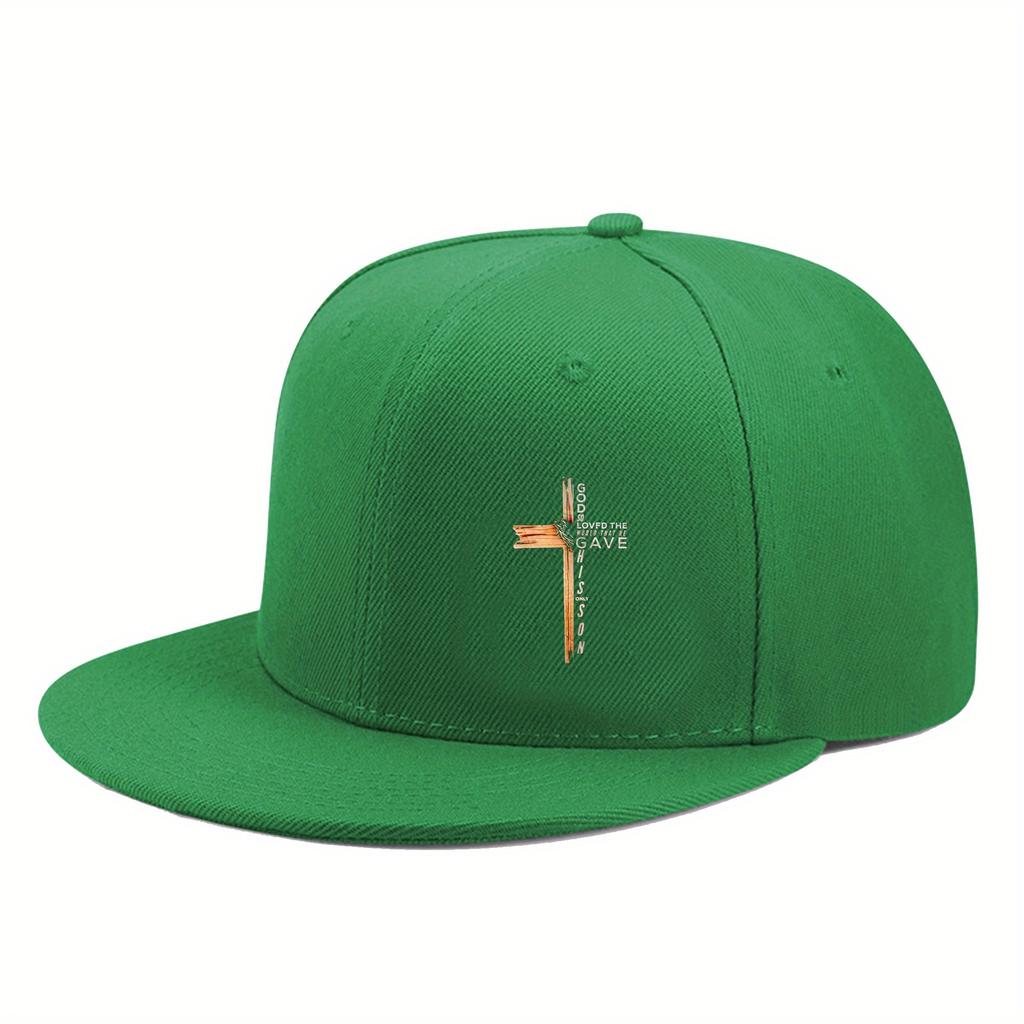 God So Loved The World Christian Cross Baseball Cap Polyester Street Dance Flat Brim Hat Unisex