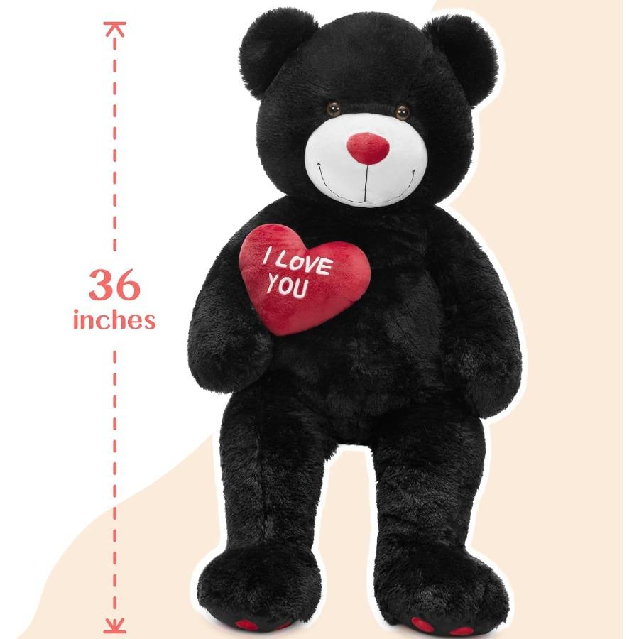 Rotes Herz Große Teddybären Schwarzer Teddybär Stofftiere mit gesticktem Ich liebe dich für Freundin Großer Valentinstag Flauschiges T