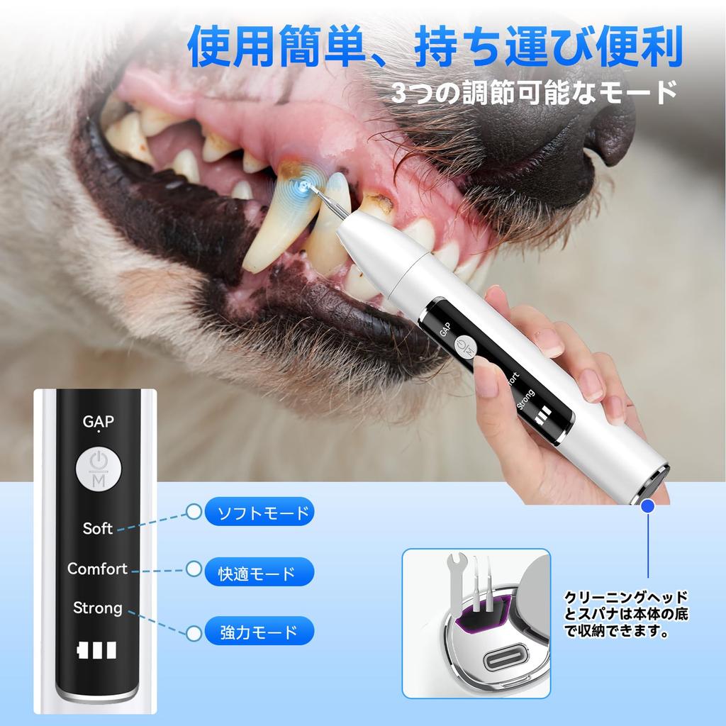 CVOSUN Ultrasonic Teeth Cleaner for USB 3 Adjustable LED Cleaning IPX6 for Cats and Dogs Dogs, Rechargeable, Modes, Built-in Lighting, Kit,