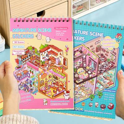 8 Styles Scenes Cartoon Landscape Sticker Book DIY 3D Miniature Scenes Stickers Girls Mini Busy Book Birthday Gifts For Kids