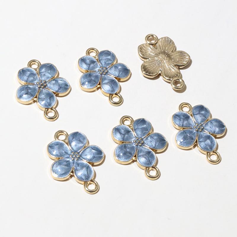 20pcs Enamel Flower Pendant Connector Charms 19x14mm Double Loops DIY Jewelry Making Accessories Findings for Necklace Bracelet