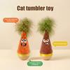 Wobble Cat Toy, Wooden Base Plush Wobble Toy, Self-Righting Interactive Cat Feather Toy for Indoor Cats Kittens Batting Kicking Silent
