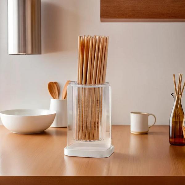 Good Household Modern Drainable 1-hole Cutlery Holder, White, 1 Piece, Korean Popular Tableware