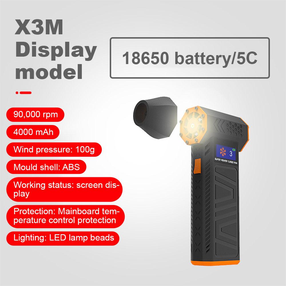 

X3-M Violent Fan 130000 об/мин мощный воздуходув пылесос пылеуловитель зарядка Type-C сильный ветер 53 м/с бесщеточный турбореактивный воздуходув