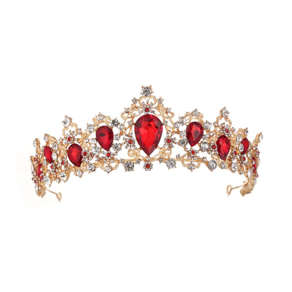 

Baroque Vintage Green Royal Tiara Crowns Bride Blue Red Queen Crown Bridal Headband Wedding Tiara for Women Hair Jewelry