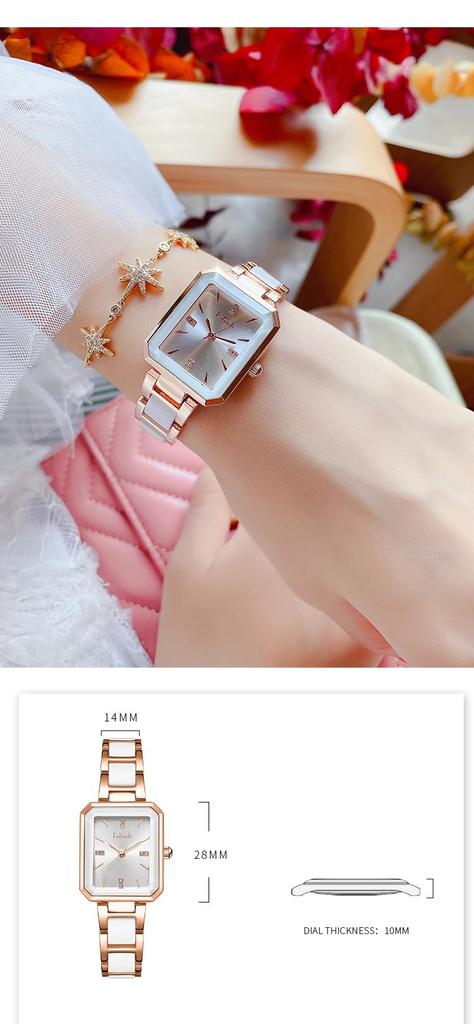 square quartz wristwatch with a simple and stainless steel A and casual A perfect gift for or Available in green and rose gold and Women's dial,
