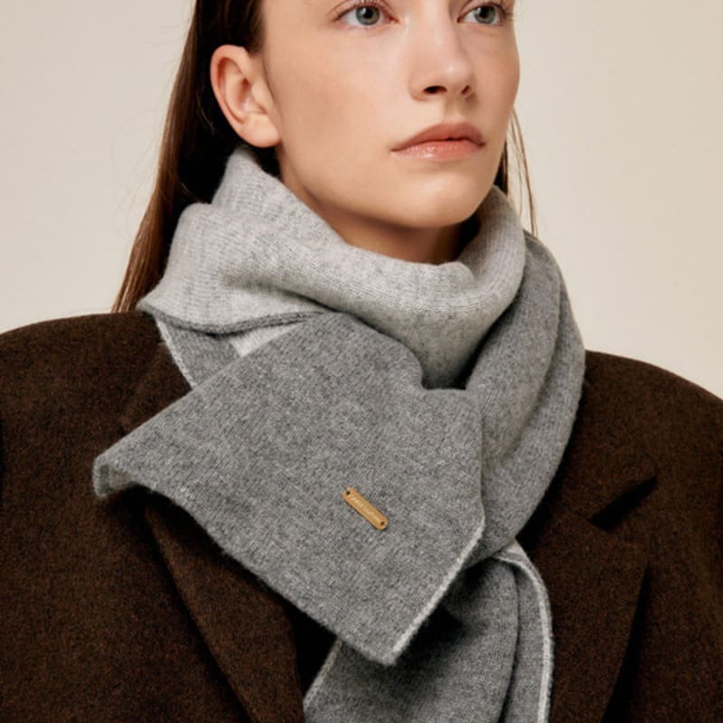 Saint Luxure Double-Sided Color Block Muffler Gray