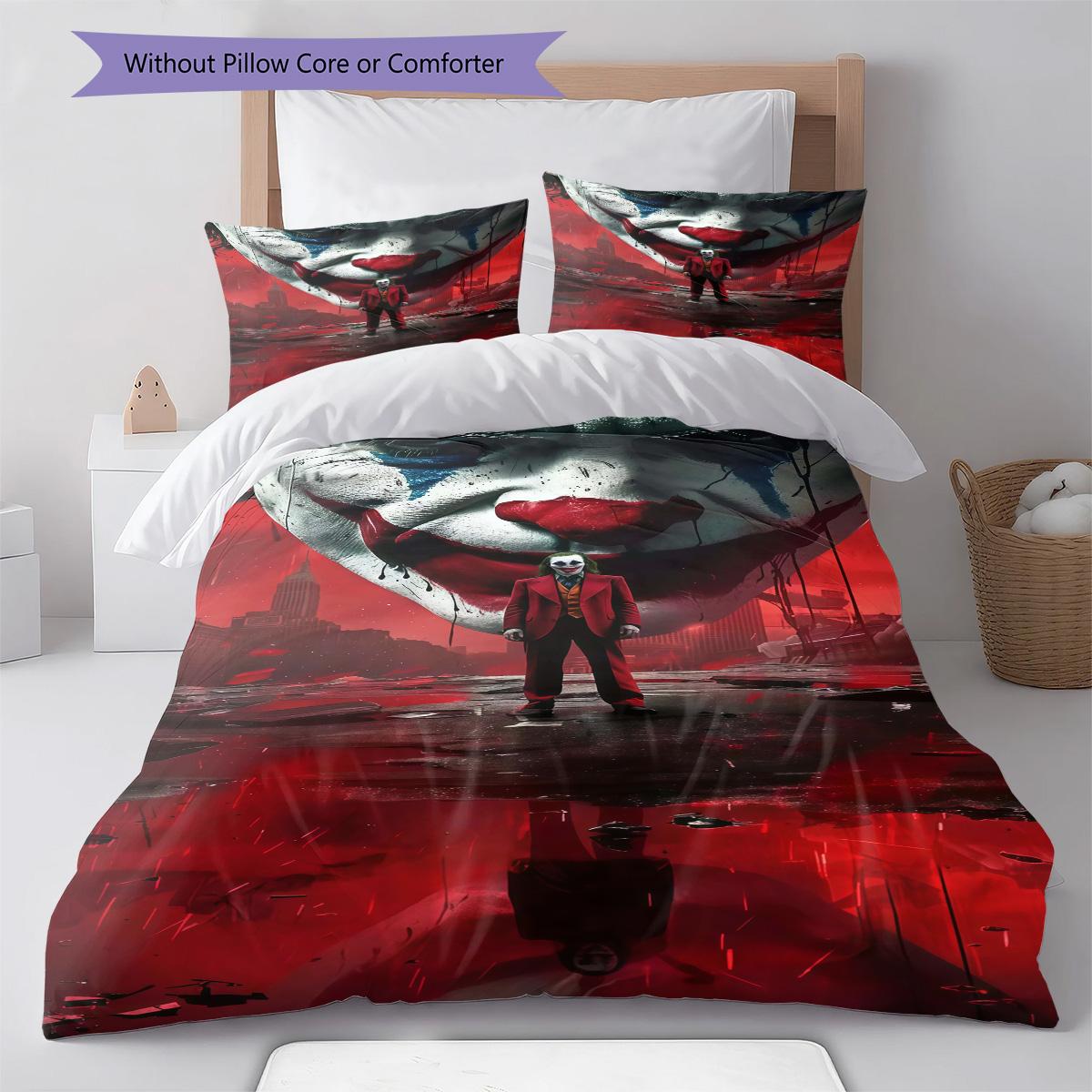 

Joker Style Bedding Quilt Set Quilt Pillowcase Home Decoration Birthday Gift (1 * duvet cover + 2 * pillowcase, without core) 135x200cm