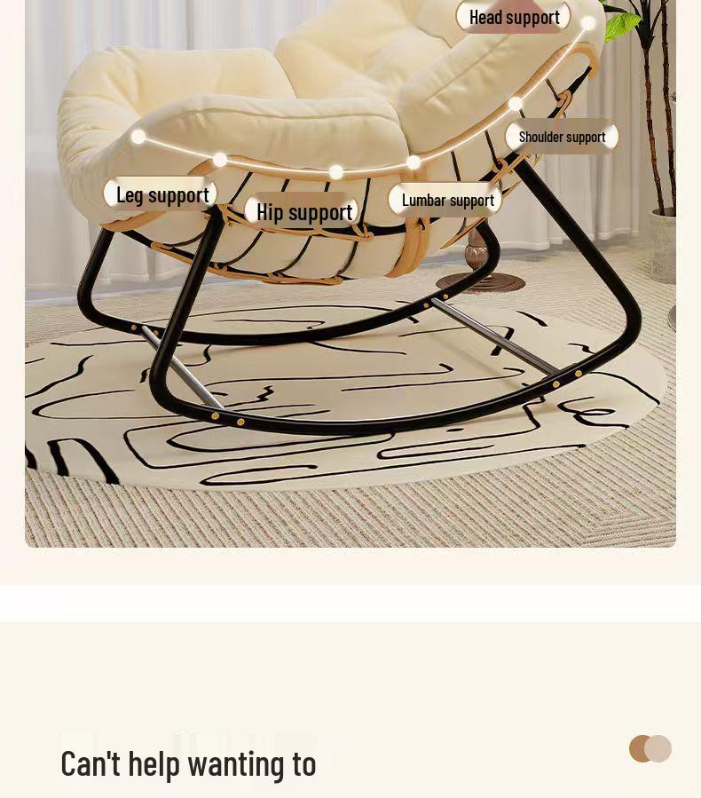 “Nordic Light Luxury Bird's Nest Rattan Rocking Chair for Living Room or Balcony – Extra Large for Adults”