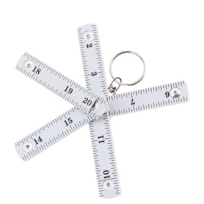 White 0.5M 20 Inch Dual Scale Plastic 10-Section Folding Ruler Multifunctional Measuring Tool