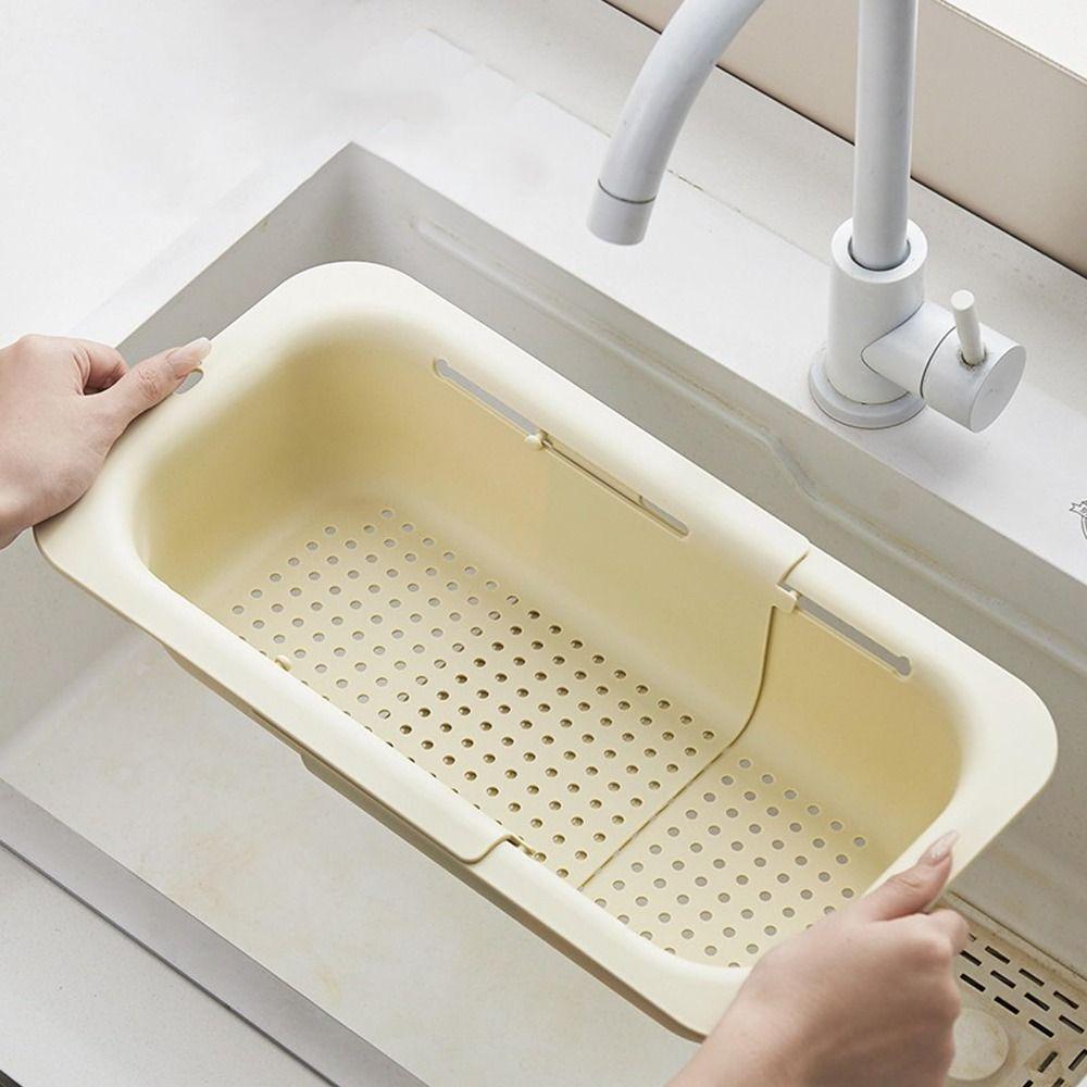 Over The Sink Vegetable Wash Basin Adjustable Colander Strainer Sink Drain Rack  Vegetable Washing