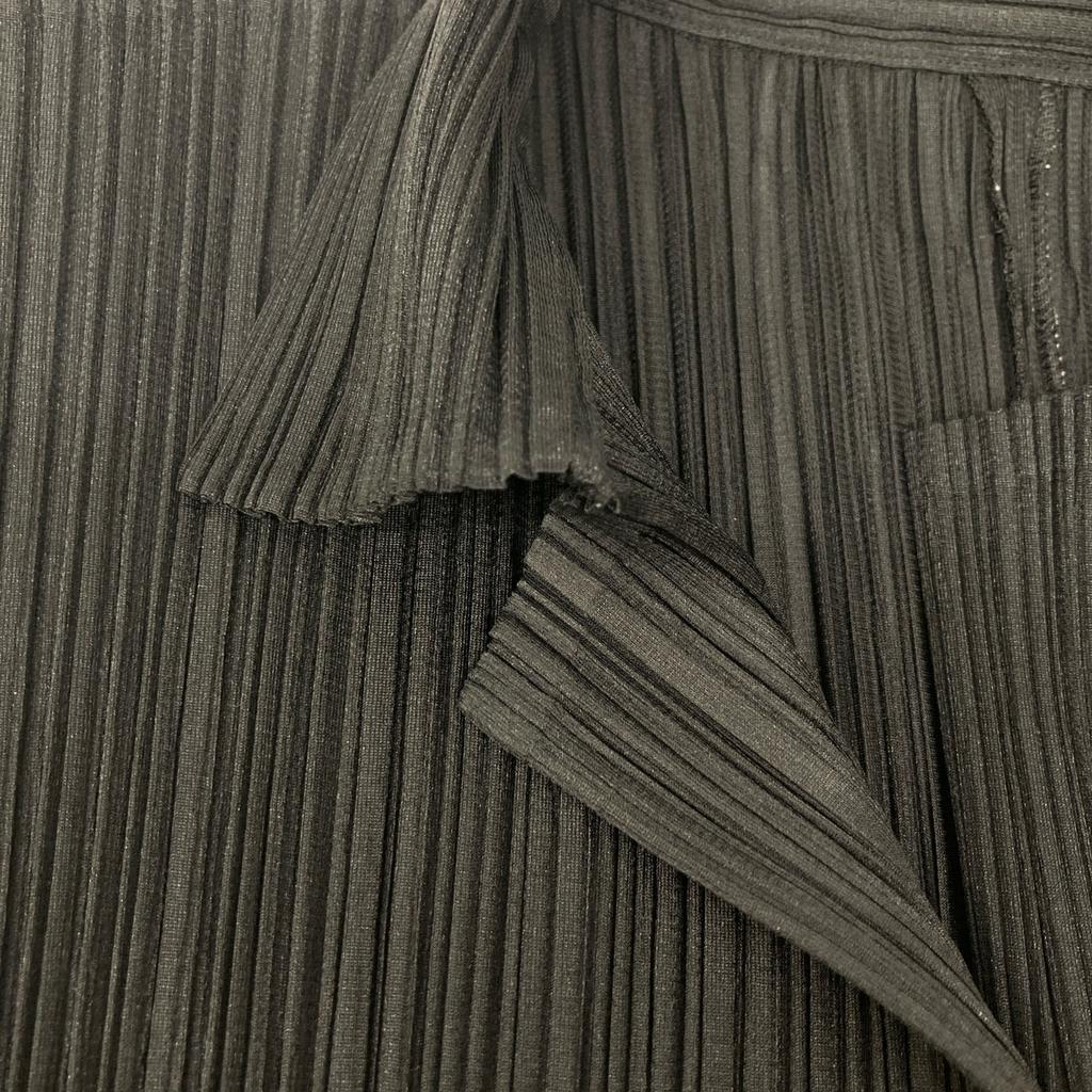 PLEATS PLEASE PP05-JJ001 Black Pleated Open Collar Shirt Tops 3 blackUsed