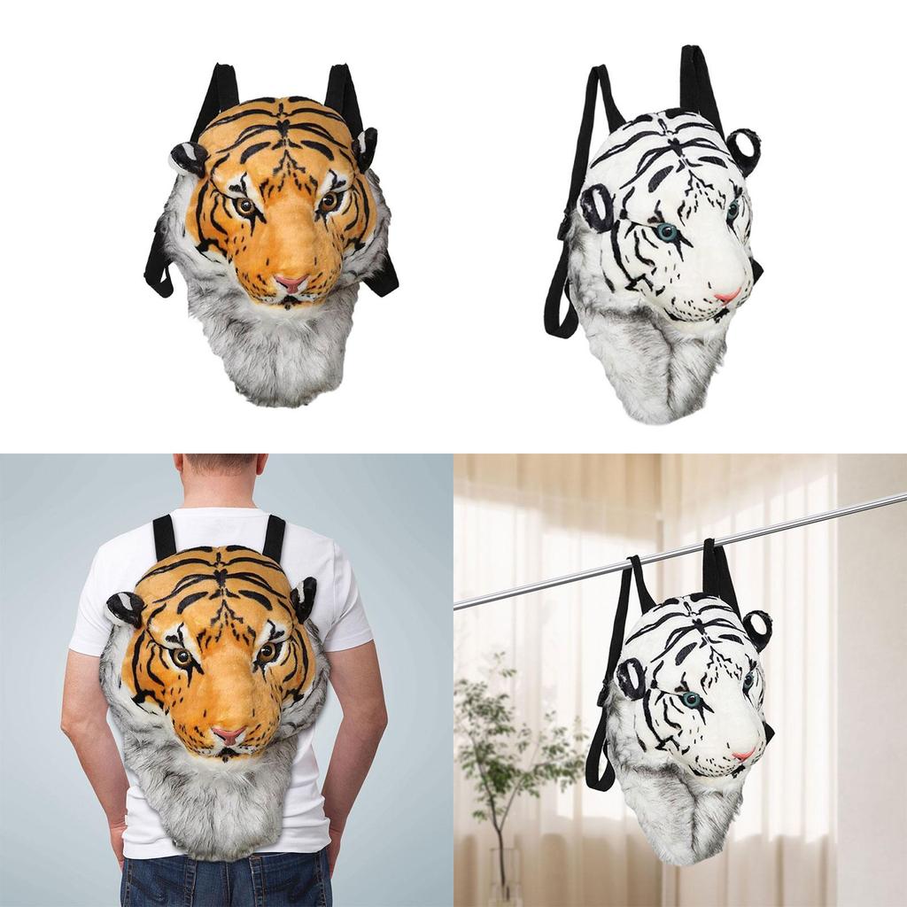 Stuffed Tiger Head Shoulder Bag 3D Tiger Laptop Backpack for Christmas Gifts