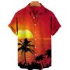 Chemise à Manches Courtes Imprimé Plage Tropicale, Idéale pour les Vacances d'Été
