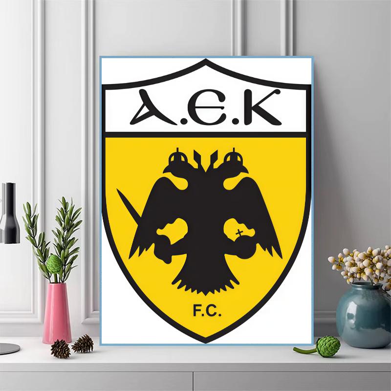 AEK Athens F.C logo 100% Round Full Drill 5D DIY Diamond Painting Embroidery Cross Stitch Rhinestone Décor