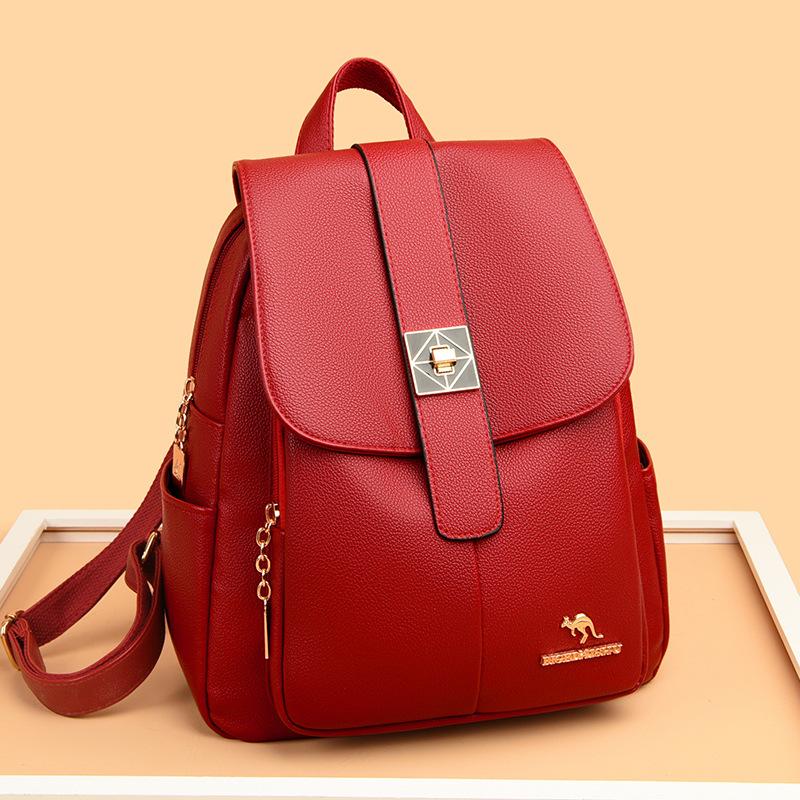 Dámská taška z měkké kůže Batoh pro maminku Proti krádeži Cestovní batoh