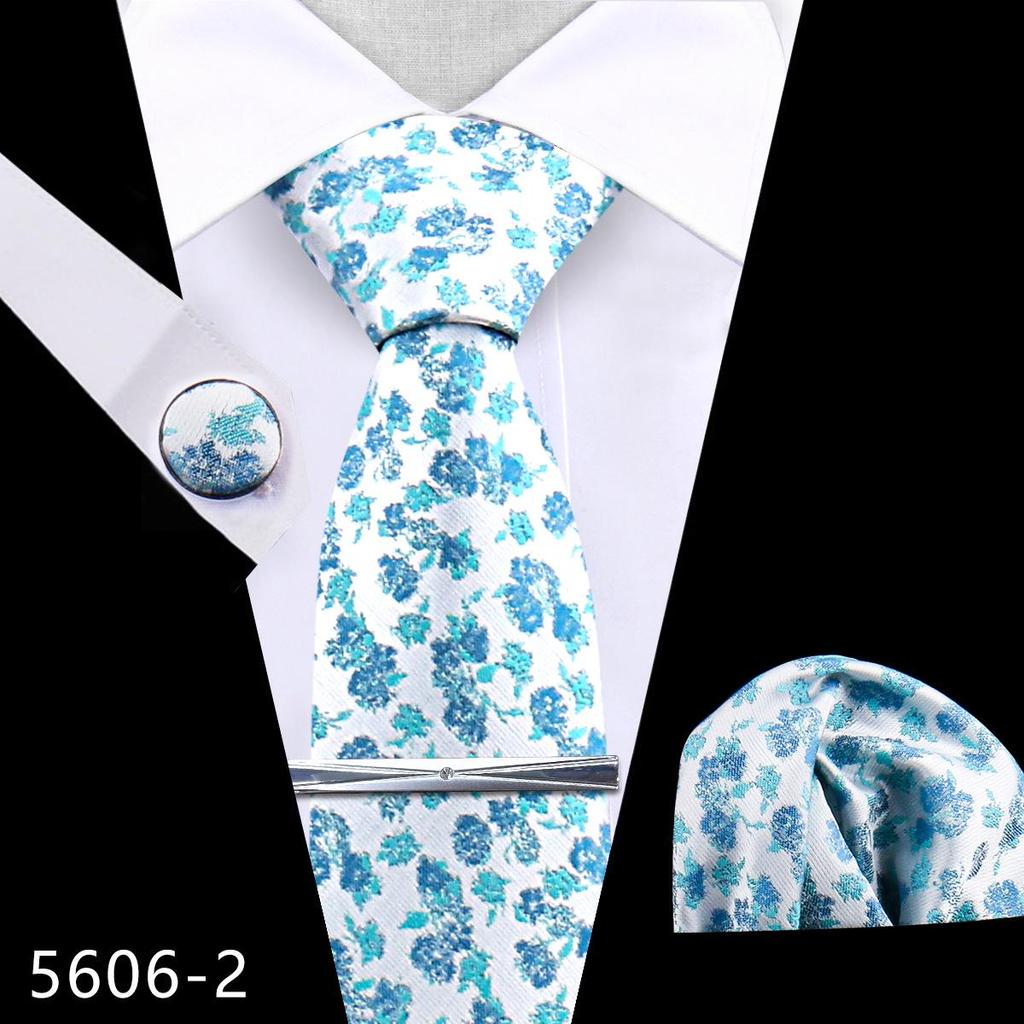Men's Premium Polyester Tie, Pocket Square & Cufflink Set for Formal Events