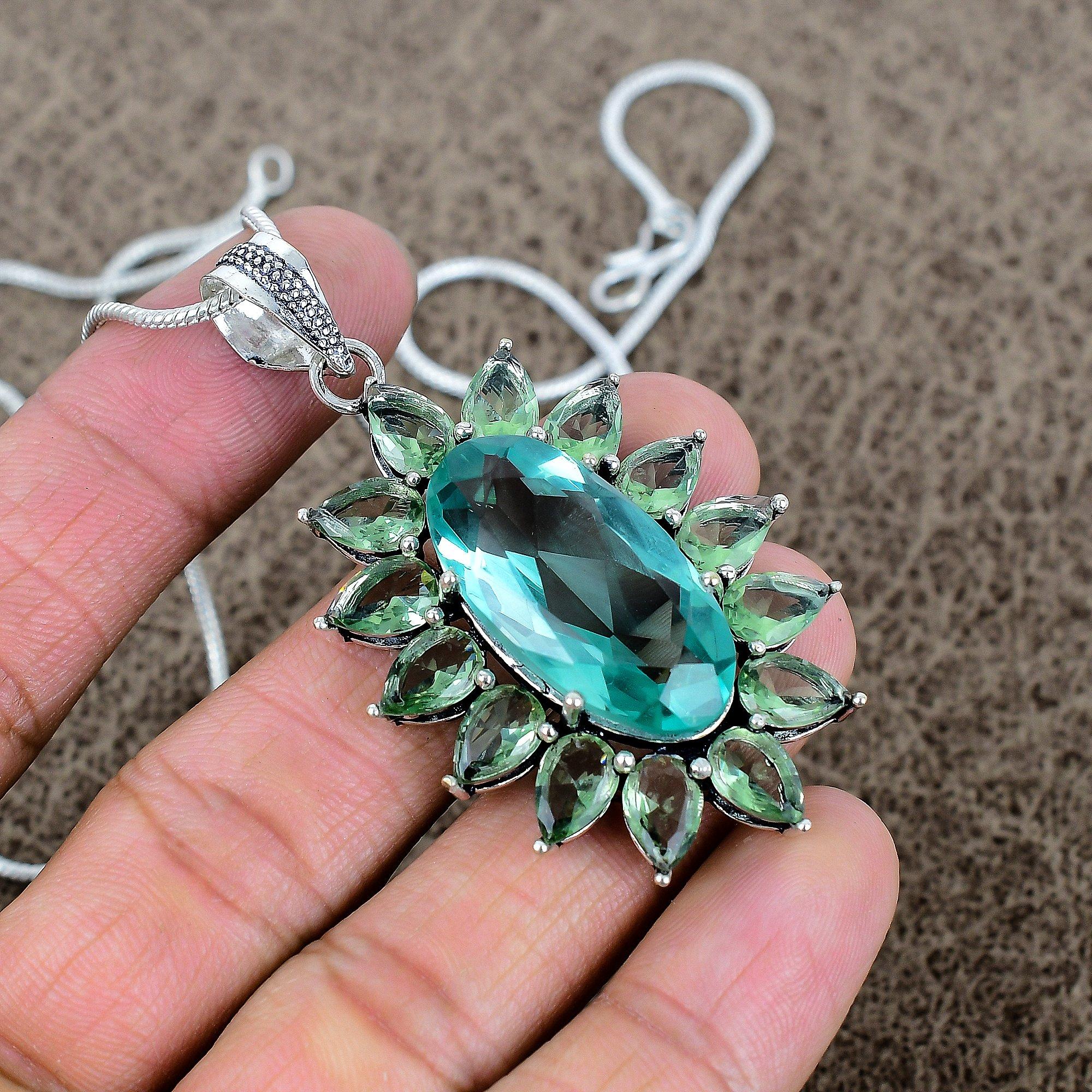 

Indicolite Tourmaline Gemstone 925 Sterling Silver Jewelry Pendant 2.48 KKG-296